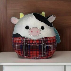 Squishmallows Harvest Fall 6.5” Connor the Cow Flannel Shirt Thanksgiving Plush